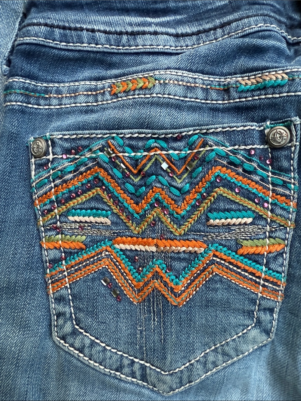 Grace in LA Easy Fit Jeans Size 29 Western Aztec Embroidery